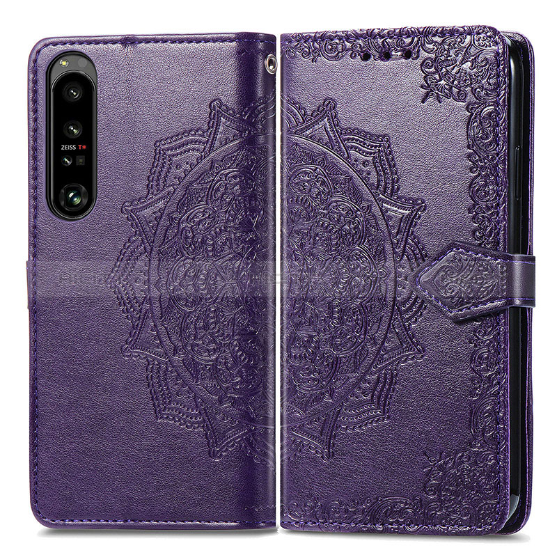 Coque Portefeuille Motif Fantaisie Livre Cuir Etui Clapet pour Sony Xperia 1 IV SO-51C Violet Plus