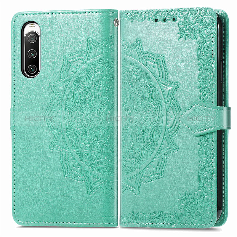 Coque Portefeuille Motif Fantaisie Livre Cuir Etui Clapet pour Sony Xperia 10 IV SOG07 Vert Plus