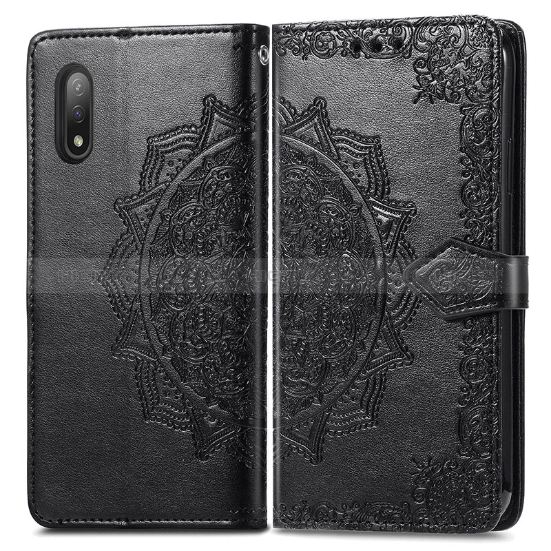 Coque Portefeuille Motif Fantaisie Livre Cuir Etui Clapet pour Sony Xperia Ace II SO-41B Noir Plus