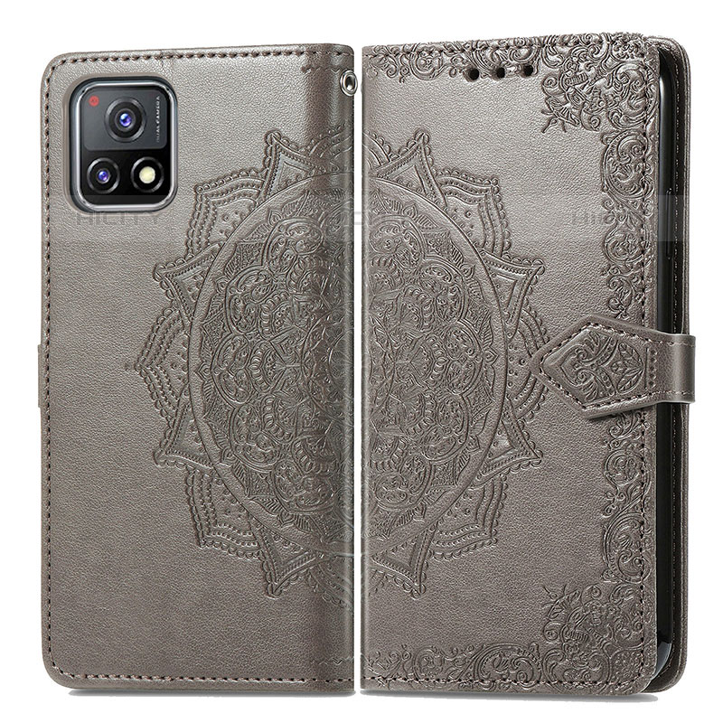 Coque Portefeuille Motif Fantaisie Livre Cuir Etui Clapet pour Vivo iQOO U3x 5G Gris Plus