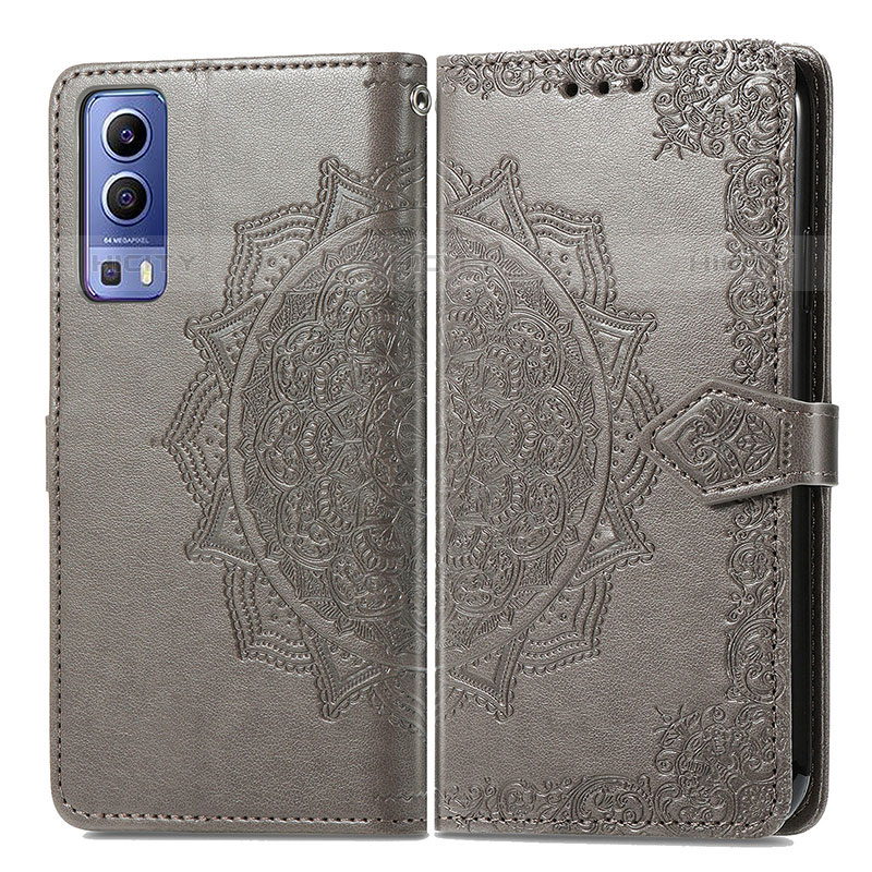 Coque Portefeuille Motif Fantaisie Livre Cuir Etui Clapet pour Vivo iQOO Z3 5G Gris Plus