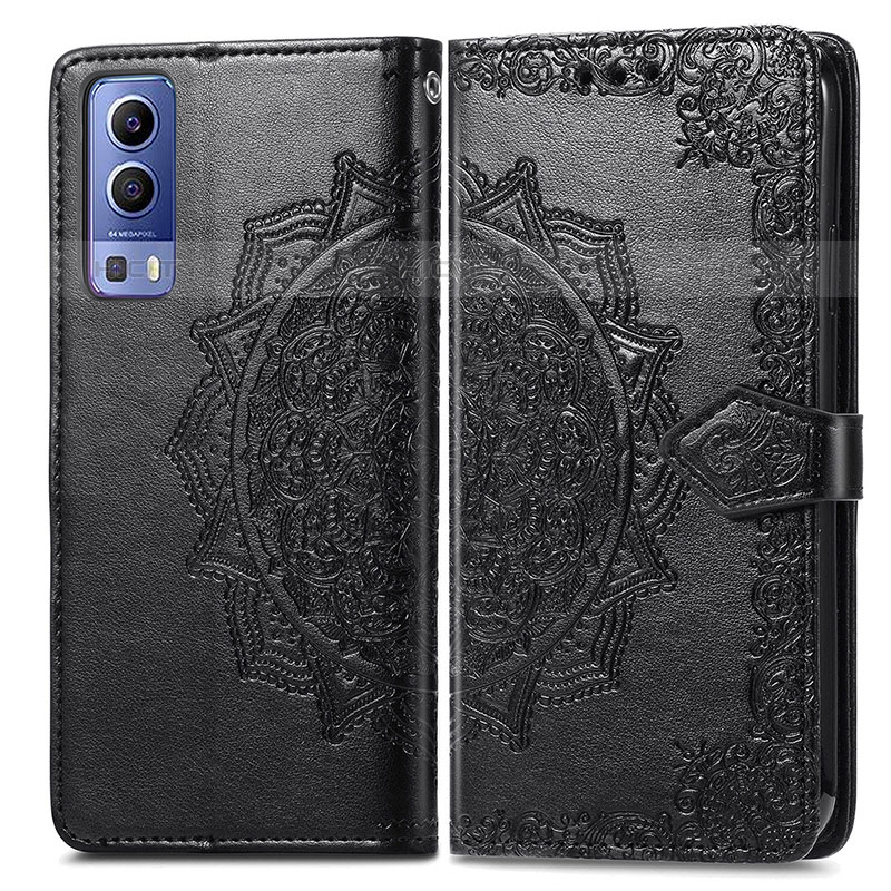 Coque Portefeuille Motif Fantaisie Livre Cuir Etui Clapet pour Vivo iQOO Z3 5G Noir Plus