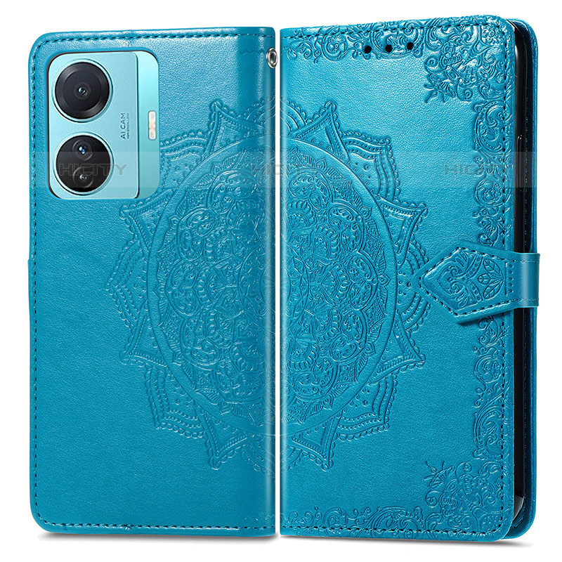 Coque Portefeuille Motif Fantaisie Livre Cuir Etui Clapet pour Vivo T1 Pro 5G Bleu Plus