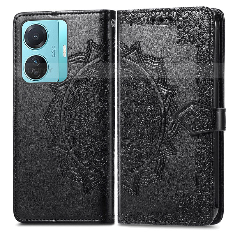 Coque Portefeuille Motif Fantaisie Livre Cuir Etui Clapet pour Vivo T1 Pro 5G Noir Plus