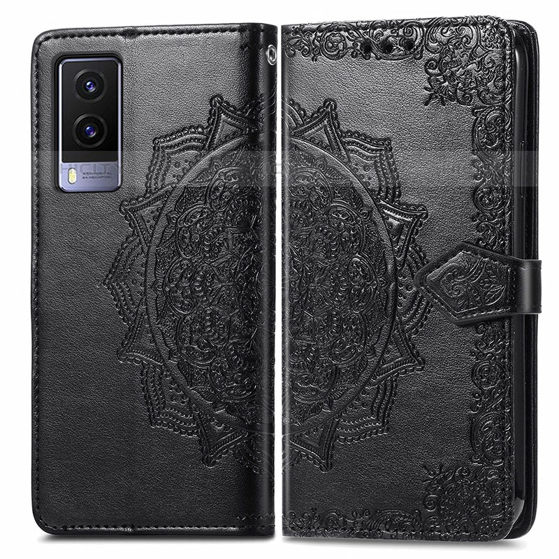 Coque Portefeuille Motif Fantaisie Livre Cuir Etui Clapet pour Vivo V21e 5G Noir Plus