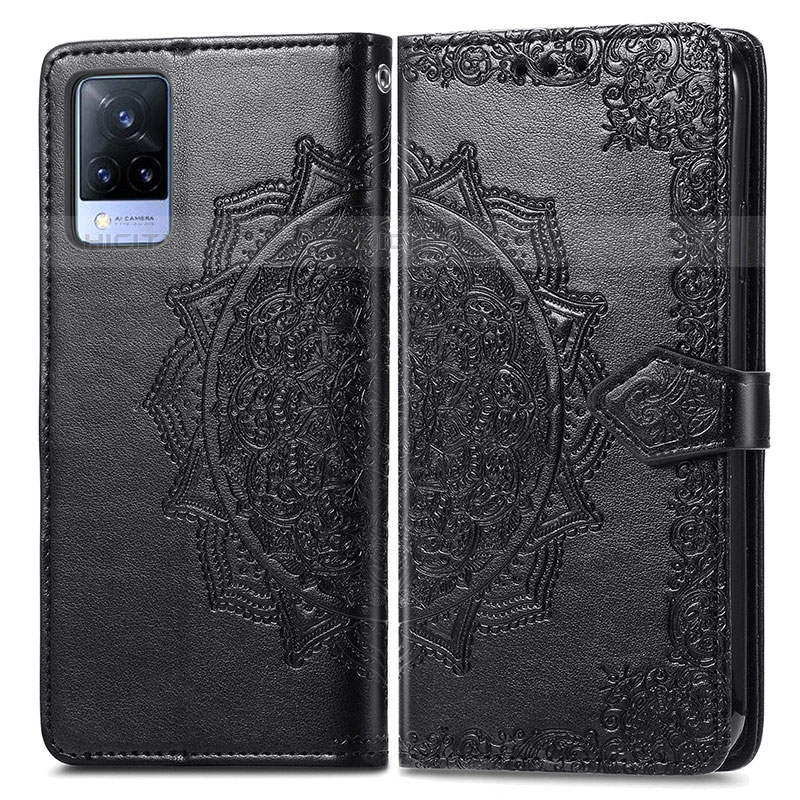 Coque Portefeuille Motif Fantaisie Livre Cuir Etui Clapet pour Vivo V21s 5G Noir Plus