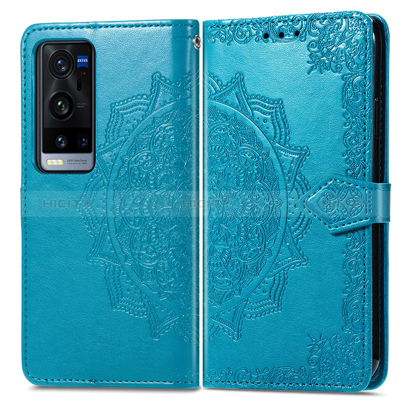 Coque Portefeuille Motif Fantaisie Livre Cuir Etui Clapet pour Vivo X60 Pro+ Plus 5G Bleu Plus