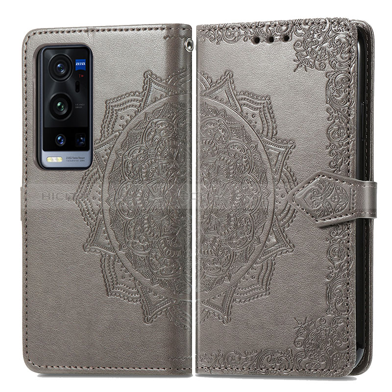 Coque Portefeuille Motif Fantaisie Livre Cuir Etui Clapet pour Vivo X60 Pro+ Plus 5G Gris Plus