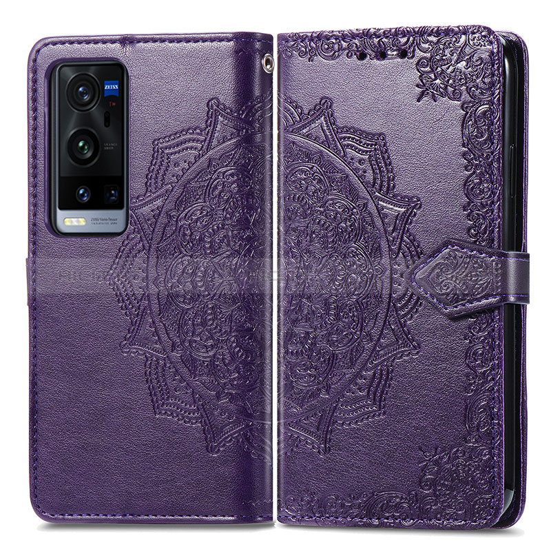 Coque Portefeuille Motif Fantaisie Livre Cuir Etui Clapet pour Vivo X60 Pro+ Plus 5G Violet Plus