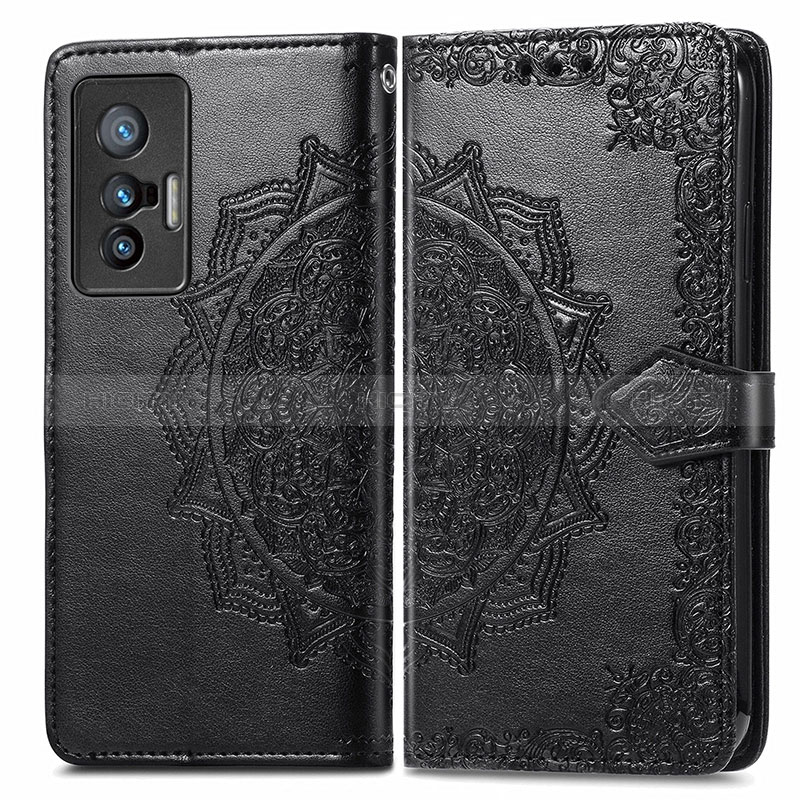 Coque Portefeuille Motif Fantaisie Livre Cuir Etui Clapet pour Vivo X70 5G Noir Plus