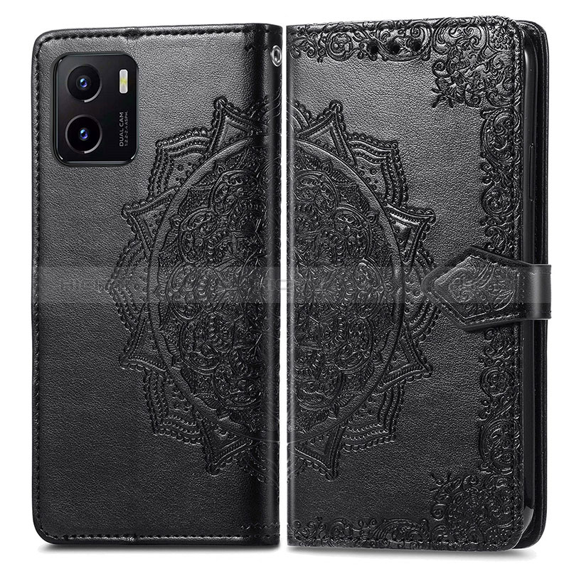 Coque Portefeuille Motif Fantaisie Livre Cuir Etui Clapet pour Vivo Y10 t1 Noir Plus