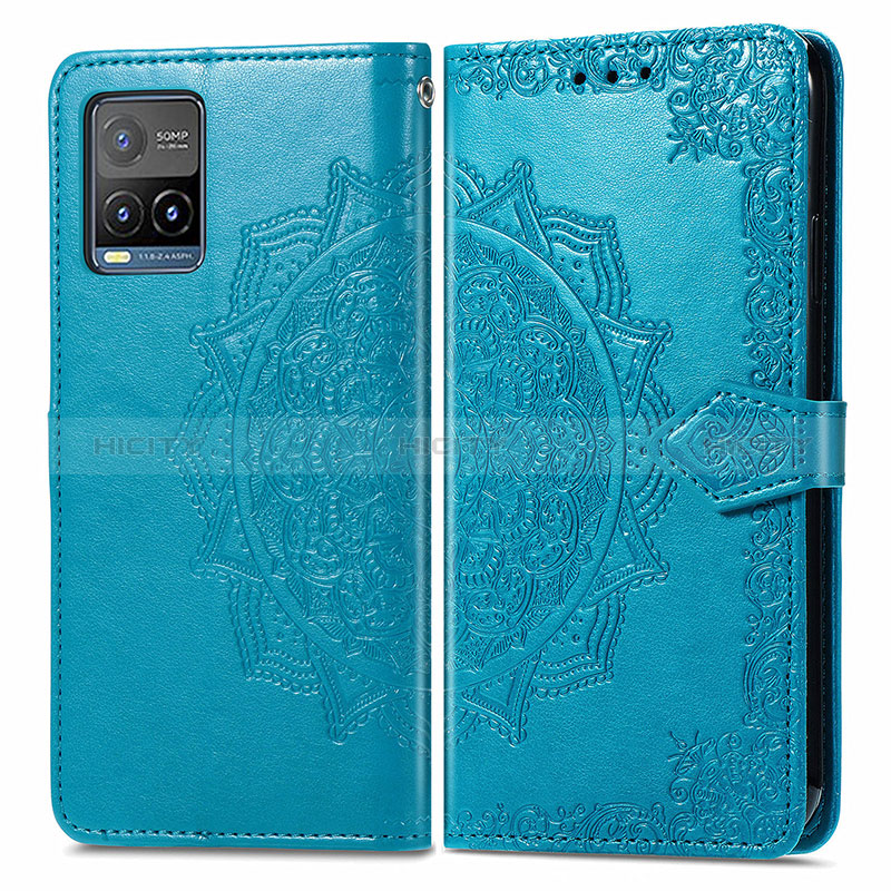 Coque Portefeuille Motif Fantaisie Livre Cuir Etui Clapet pour Vivo Y21G Bleu Plus