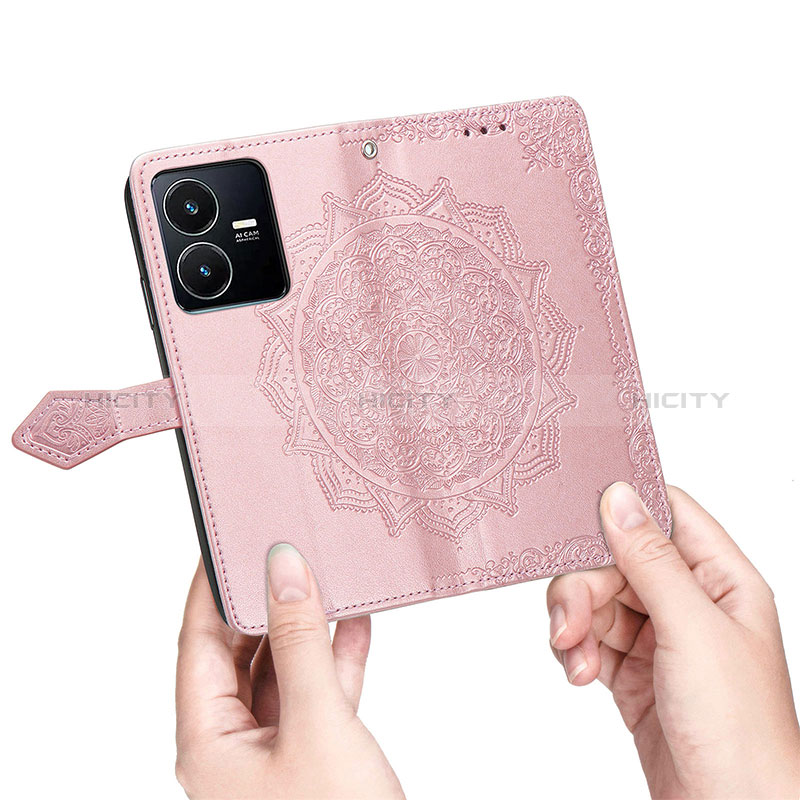 Coque Portefeuille Motif Fantaisie Livre Cuir Etui Clapet pour Vivo Y22s Plus