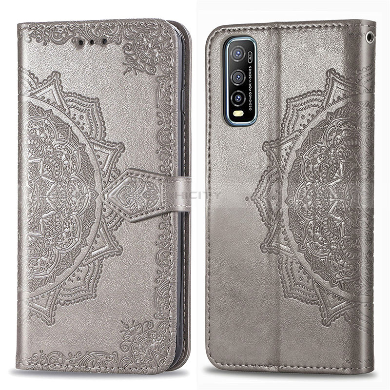 Coque Portefeuille Motif Fantaisie Livre Cuir Etui Clapet pour Vivo Y51s 5G Gris Plus