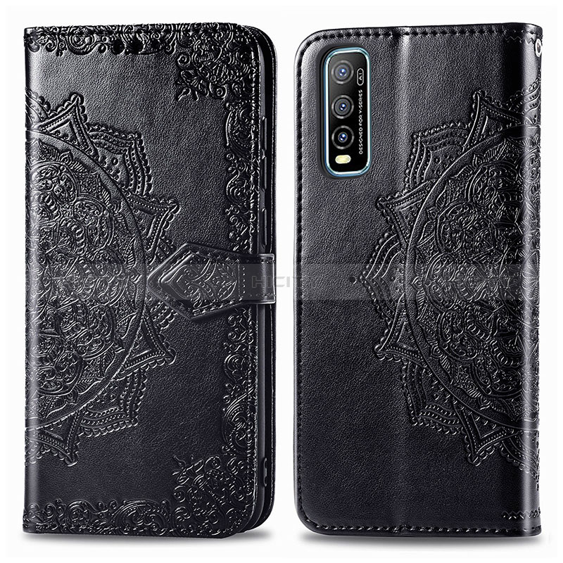 Coque Portefeuille Motif Fantaisie Livre Cuir Etui Clapet pour Vivo Y51s 5G Noir Plus