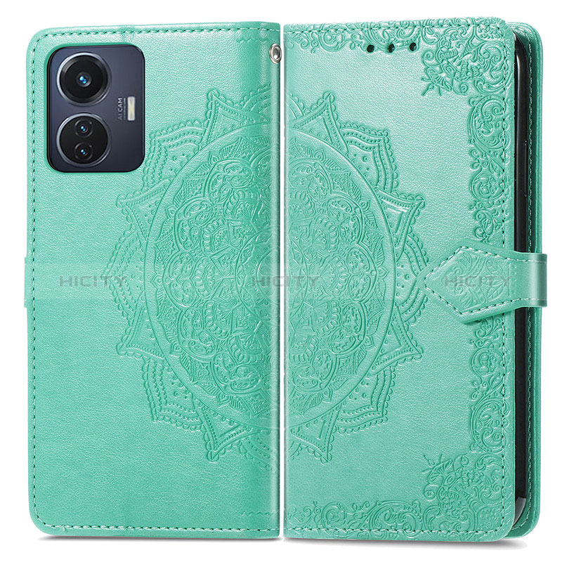 Coque Portefeuille Motif Fantaisie Livre Cuir Etui Clapet pour Vivo Y55 4G Vert Plus