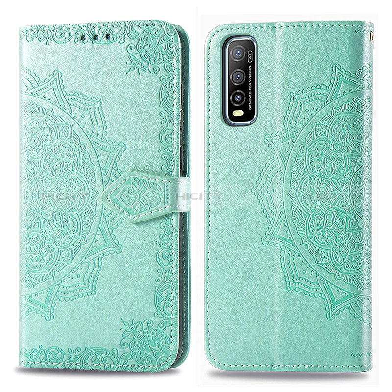 Coque Portefeuille Motif Fantaisie Livre Cuir Etui Clapet pour Vivo Y70t 5G Vert Plus