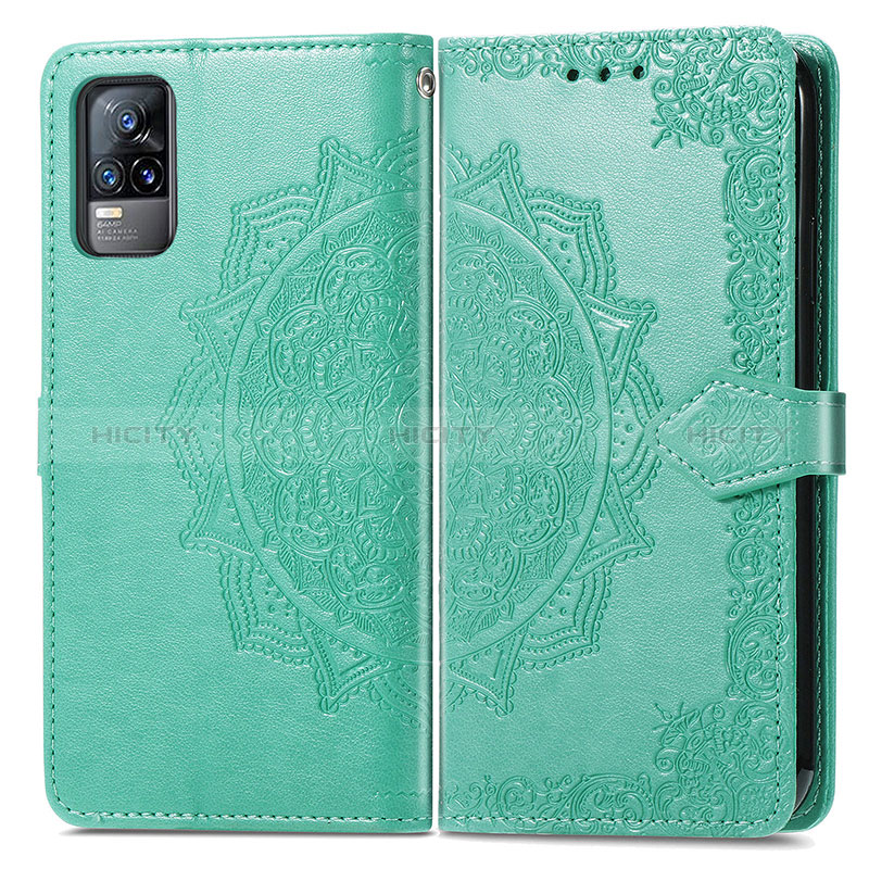 Coque Portefeuille Motif Fantaisie Livre Cuir Etui Clapet pour Vivo Y73 (2021) Vert Plus