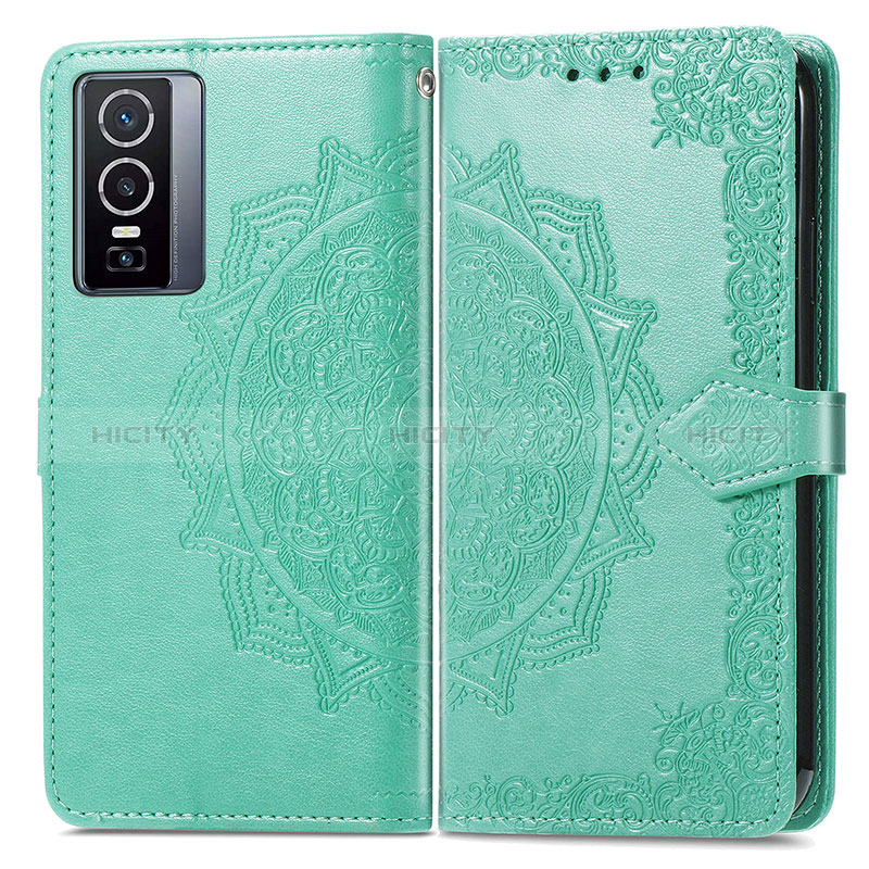 Coque Portefeuille Motif Fantaisie Livre Cuir Etui Clapet pour Vivo Y76 5G Vert Plus