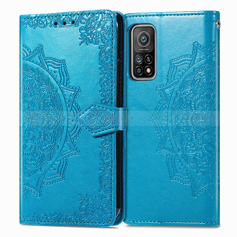 Coque Portefeuille Motif Fantaisie Livre Cuir Etui Clapet pour Xiaomi Mi 10T Pro 5G Bleu Plus