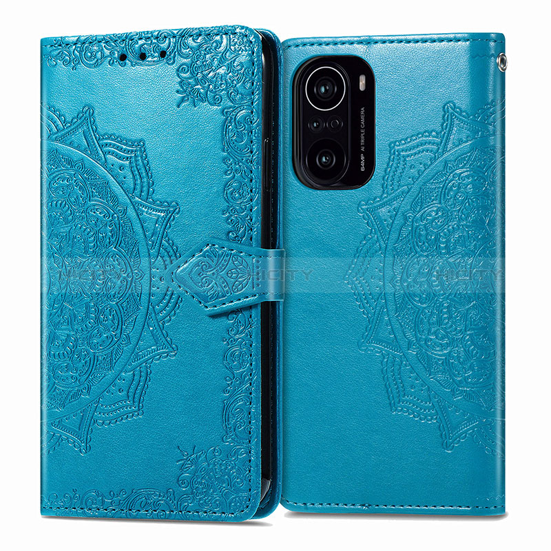 Coque Portefeuille Motif Fantaisie Livre Cuir Etui Clapet pour Xiaomi Mi 11X 5G Bleu Plus