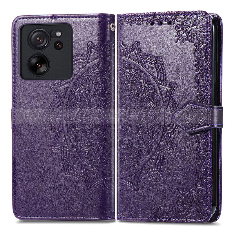 Coque Portefeuille Motif Fantaisie Livre Cuir Etui Clapet pour Xiaomi Mi 13T 5G Violet Plus