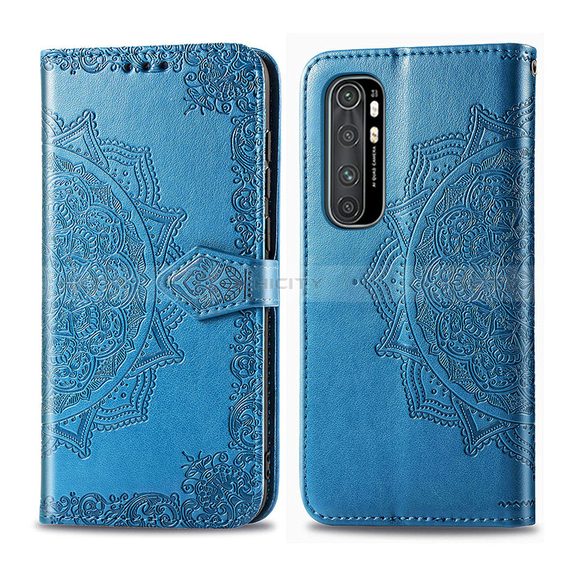 Coque Portefeuille Motif Fantaisie Livre Cuir Etui Clapet pour Xiaomi Mi Note 10 Lite Bleu Plus