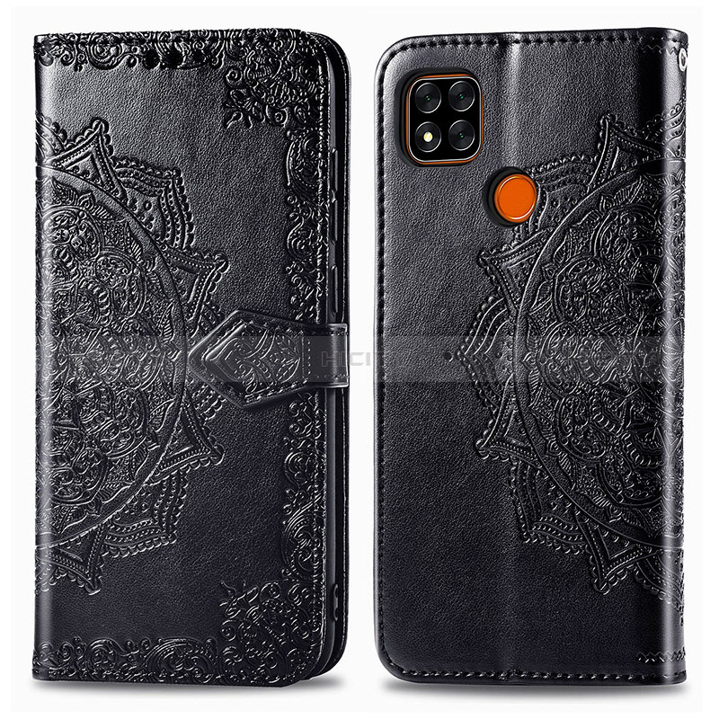 Coque Portefeuille Motif Fantaisie Livre Cuir Etui Clapet pour Xiaomi POCO C3 Noir Plus