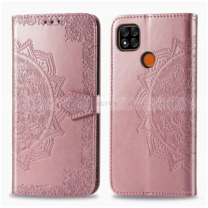 Coque Portefeuille Motif Fantaisie Livre Cuir Etui Clapet pour Xiaomi POCO C3 Or Rose Plus