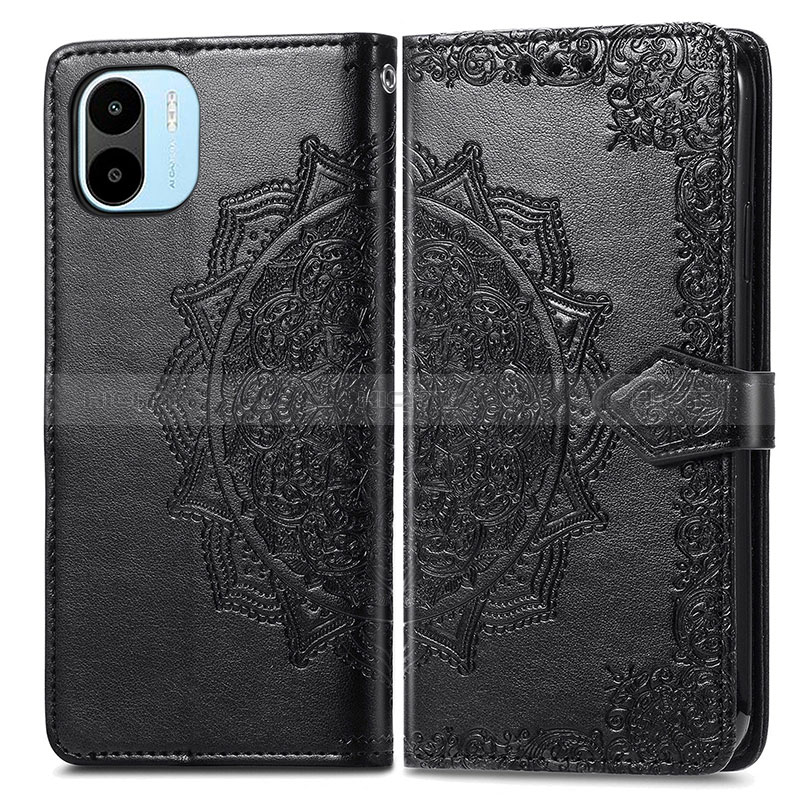 Coque Portefeuille Motif Fantaisie Livre Cuir Etui Clapet pour Xiaomi Poco C51 Noir Plus