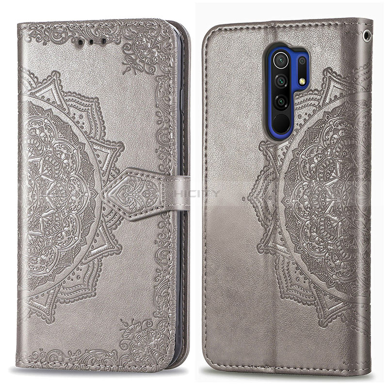 Coque Portefeuille Motif Fantaisie Livre Cuir Etui Clapet pour Xiaomi Poco M2 Gris Plus