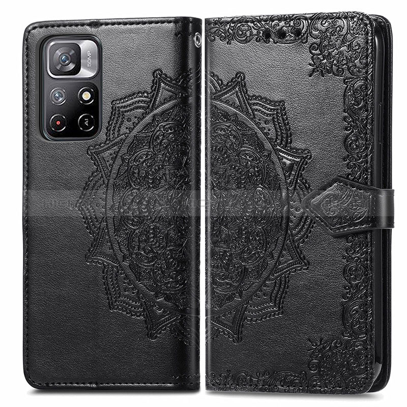 Coque Portefeuille Motif Fantaisie Livre Cuir Etui Clapet pour Xiaomi Poco M4 Pro 5G Noir Plus