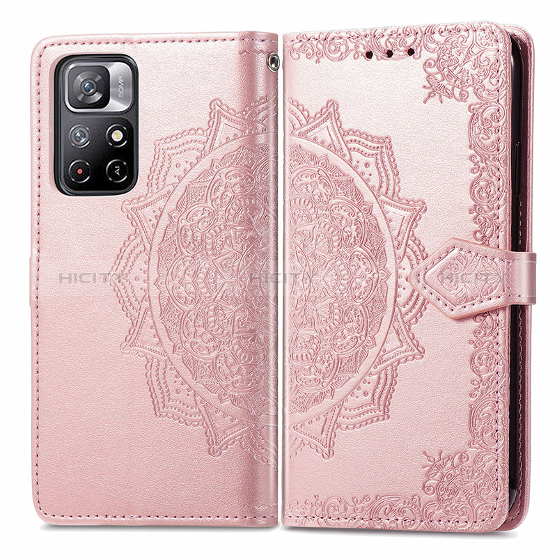 Coque Portefeuille Motif Fantaisie Livre Cuir Etui Clapet pour Xiaomi Poco M4 Pro 5G Or Rose Plus