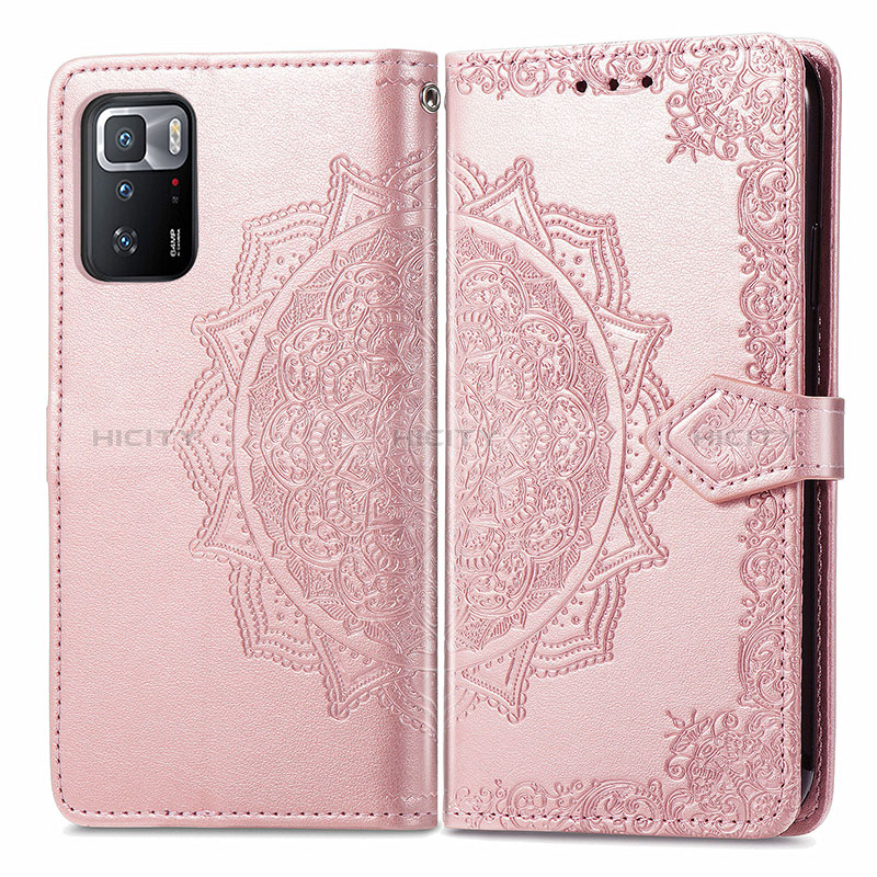 Coque Portefeuille Motif Fantaisie Livre Cuir Etui Clapet pour Xiaomi Poco X3 GT 5G Or Rose Plus