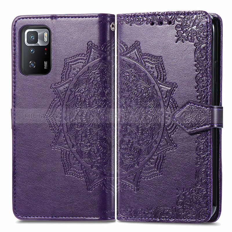 Coque Portefeuille Motif Fantaisie Livre Cuir Etui Clapet pour Xiaomi Poco X3 GT 5G Violet Plus