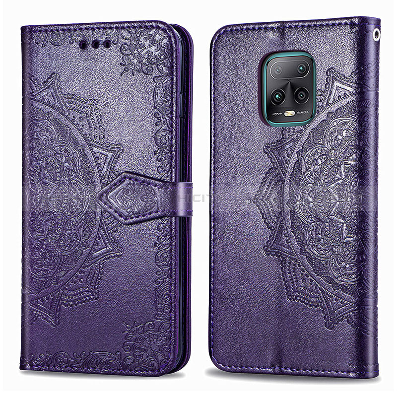 Coque Portefeuille Motif Fantaisie Livre Cuir Etui Clapet pour Xiaomi Redmi 10X 5G Violet Plus