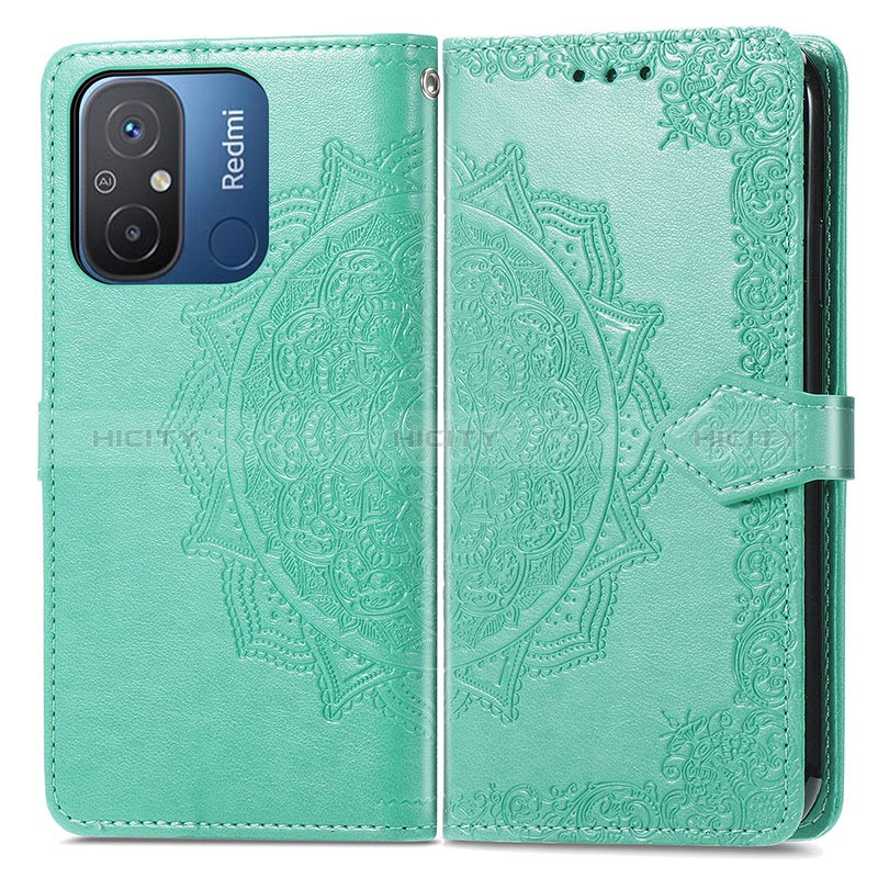 Coque Portefeuille Motif Fantaisie Livre Cuir Etui Clapet pour Xiaomi Redmi 11A 4G Vert Plus