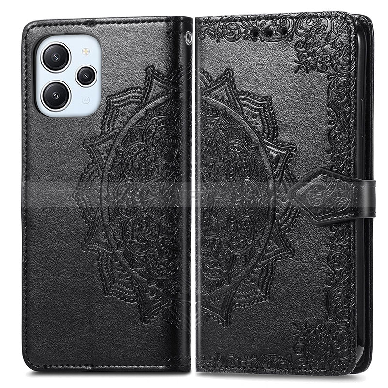 Coque Portefeuille Motif Fantaisie Livre Cuir Etui Clapet pour Xiaomi Redmi 12 4G Noir Plus