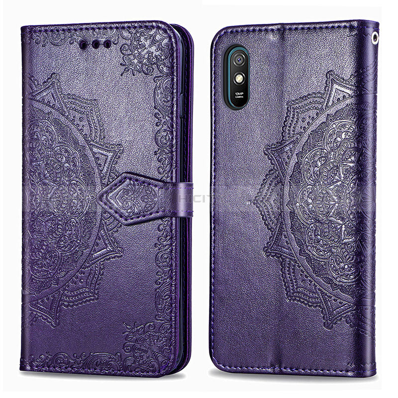 Coque Portefeuille Motif Fantaisie Livre Cuir Etui Clapet pour Xiaomi Redmi 9A Violet Plus