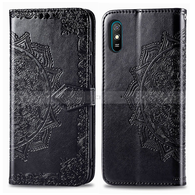 Coque Portefeuille Motif Fantaisie Livre Cuir Etui Clapet pour Xiaomi Redmi 9AT Noir Plus