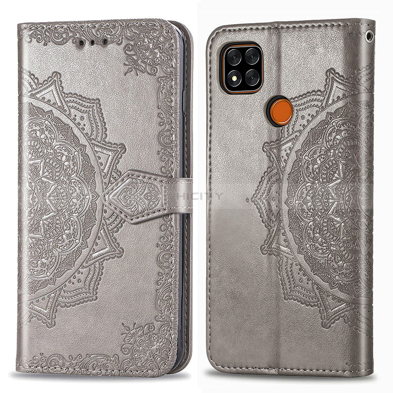 Coque Portefeuille Motif Fantaisie Livre Cuir Etui Clapet pour Xiaomi Redmi 9C Gris Plus