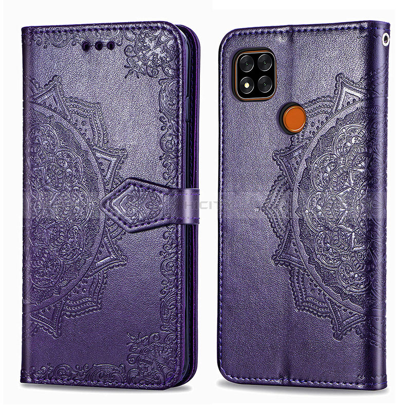 Coque Portefeuille Motif Fantaisie Livre Cuir Etui Clapet pour Xiaomi Redmi 9C NFC Violet Plus