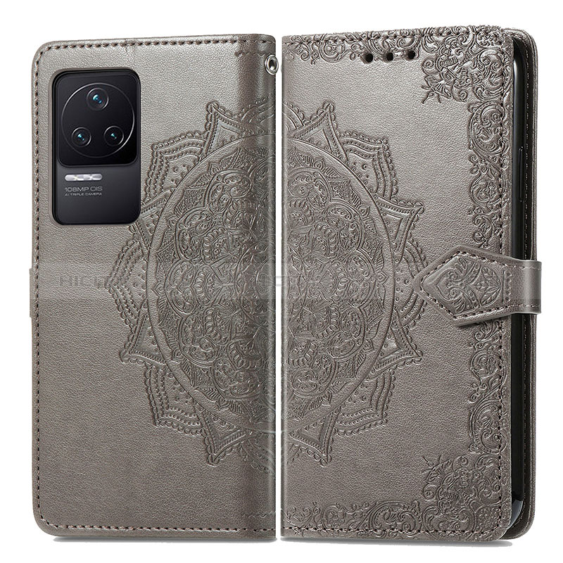 Coque Portefeuille Motif Fantaisie Livre Cuir Etui Clapet pour Xiaomi Redmi K50 5G Gris Plus