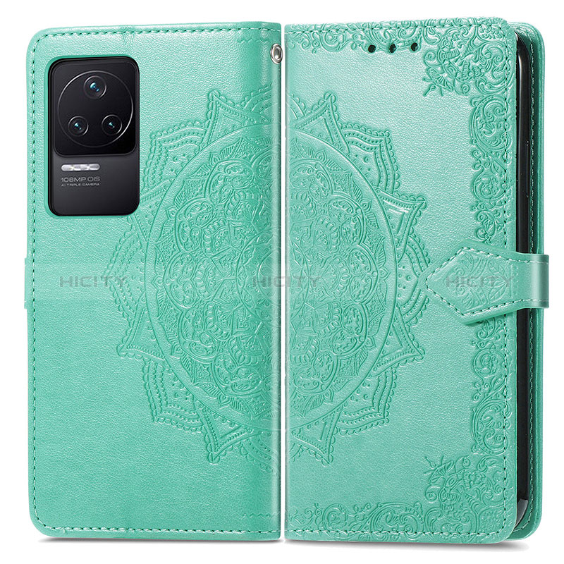 Coque Portefeuille Motif Fantaisie Livre Cuir Etui Clapet pour Xiaomi Redmi K50 5G Vert Plus