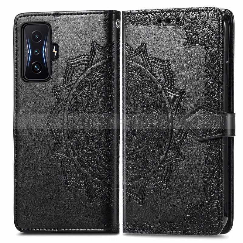 Coque Portefeuille Motif Fantaisie Livre Cuir Etui Clapet pour Xiaomi Redmi K50 Gaming 5G Noir Plus