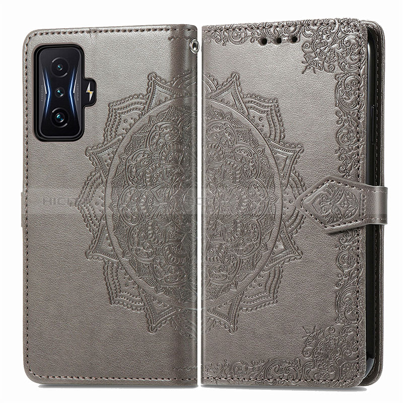 Coque Portefeuille Motif Fantaisie Livre Cuir Etui Clapet pour Xiaomi Redmi K50 Gaming AMG F1 5G Gris Plus