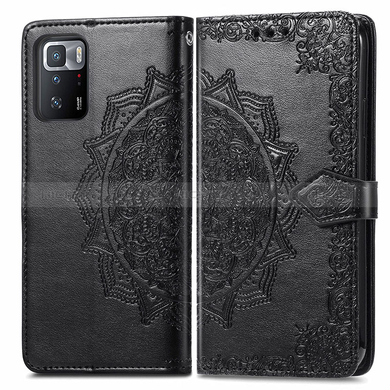 Coque Portefeuille Motif Fantaisie Livre Cuir Etui Clapet pour Xiaomi Redmi Note 10 Pro 5G Noir Plus