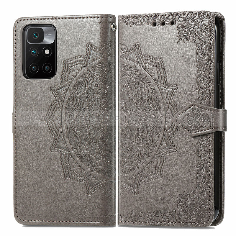 Coque Portefeuille Motif Fantaisie Livre Cuir Etui Clapet pour Xiaomi Redmi Note 11 4G (2021) Gris Plus