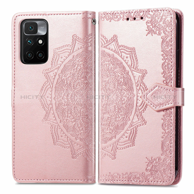 Coque Portefeuille Motif Fantaisie Livre Cuir Etui Clapet pour Xiaomi Redmi Note 11 4G (2021) Or Rose Plus