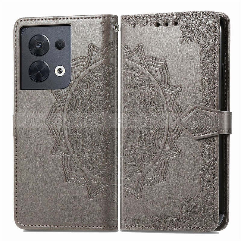 Coque Portefeuille Motif Fantaisie Livre Cuir Etui Clapet pour Xiaomi Redmi Note 13 5G Gris Plus